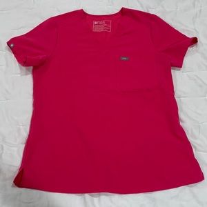 SHOCKING PINK CATALINA FIGS SCRUB TOP